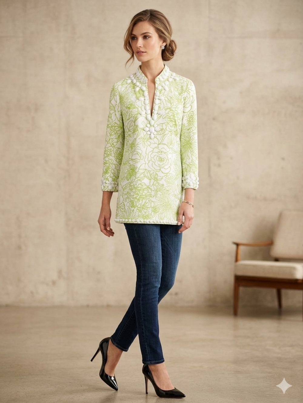LILLY‎ PULITZER NEWBERRY GREEN PRINTED TUNIC SIZE 6